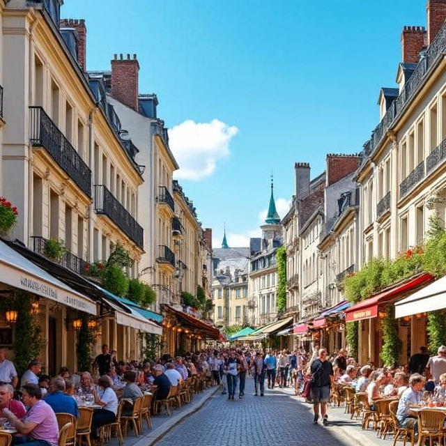 Vue de l'Île de Nantes et du centre-ville avec ses commerces locaux optimisés pour le référencement local avec BravoClient.